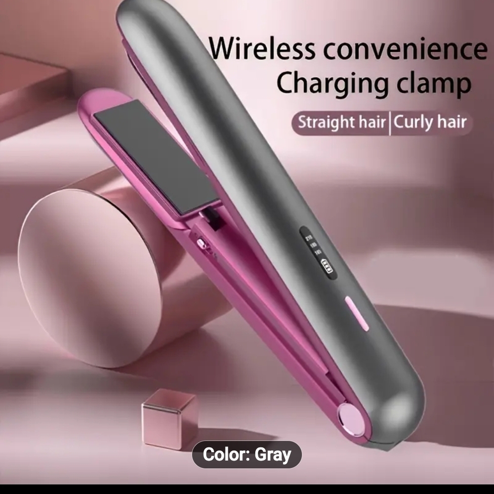 Cordless Hair Straightener  - Gray and Pink